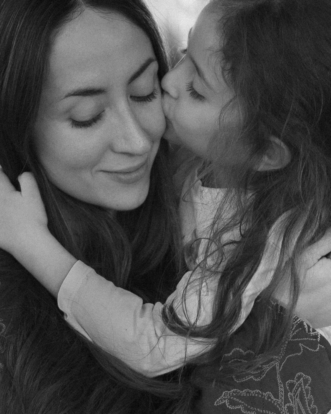 Mother and daughter portrait shoot, black and white