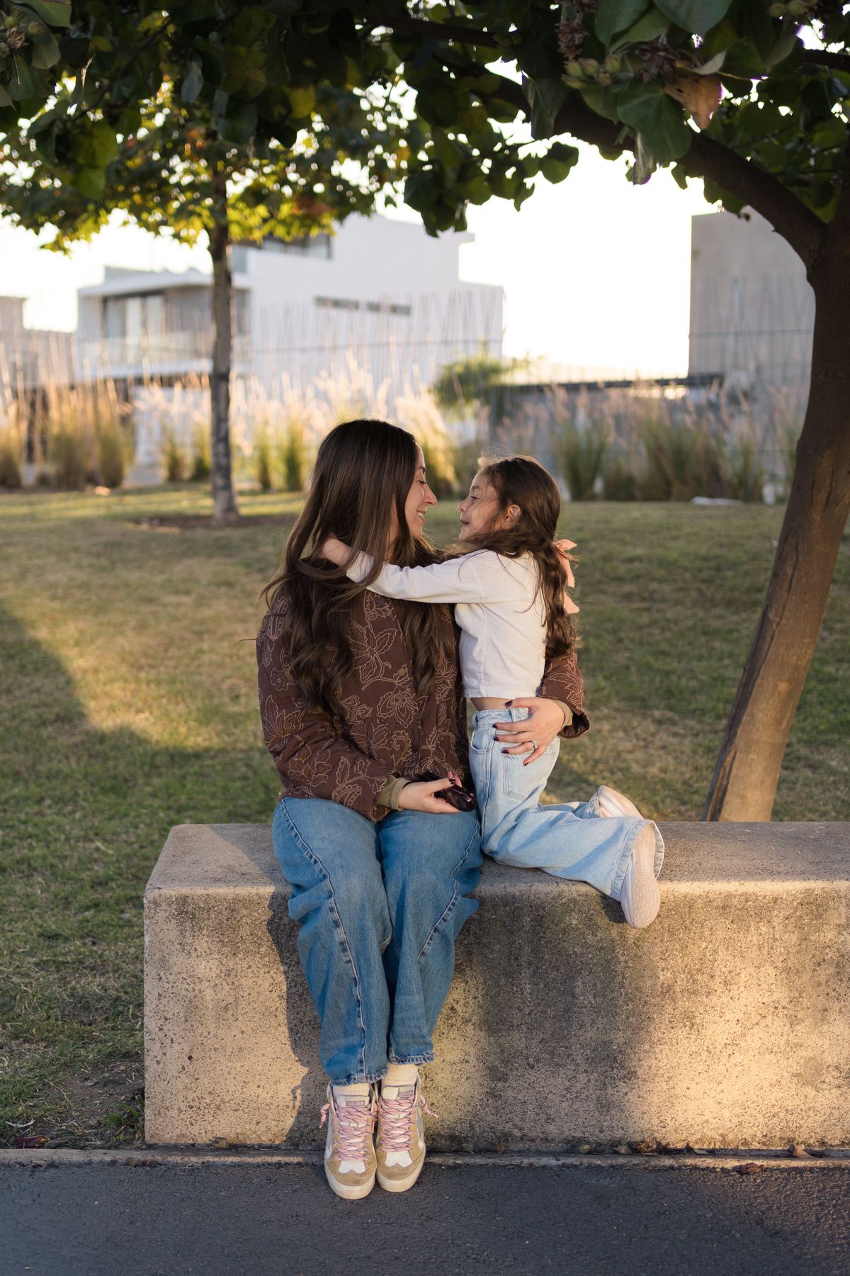 Mother and daughter during an outdoor family portrait shoot